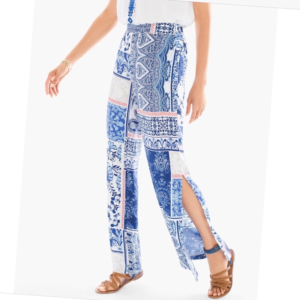Chico’s palazzo print pants side leg split